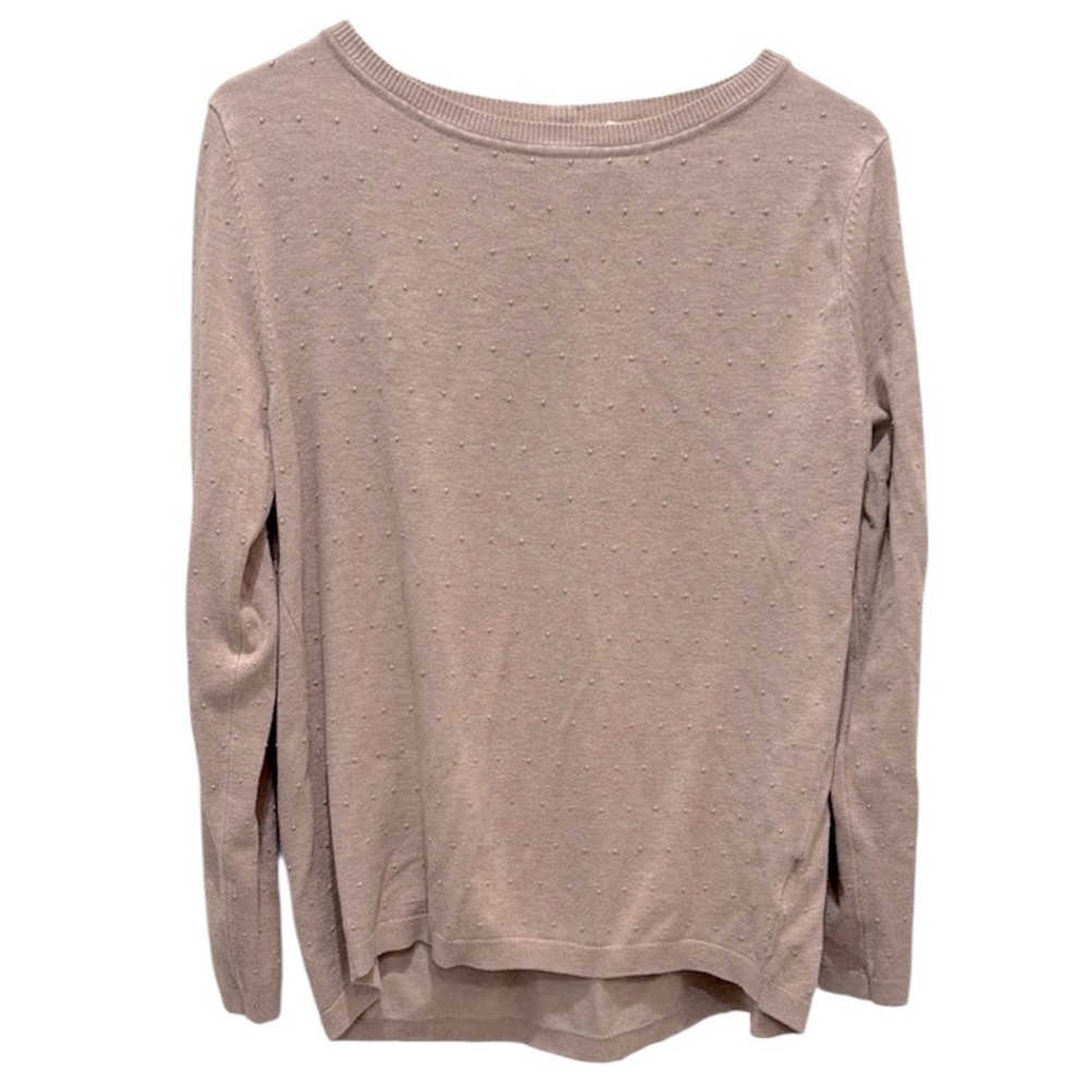Teeberry and Weave Tan Crewneck Long Sleeve Sweater Dot Design. Womens Medium